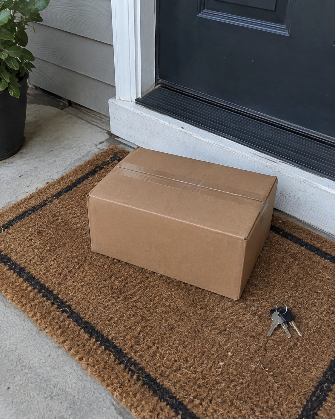 Plain unmarked package on a front porch